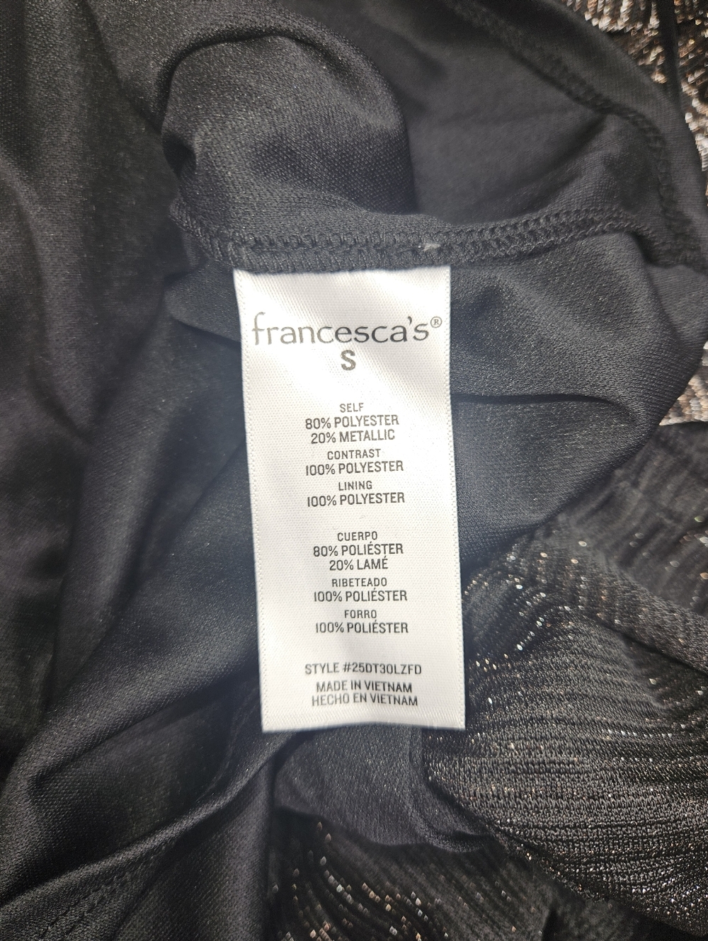 Francesca's Collections Black and Silver Tiered V-Neck Midi Dress - Picture 6 of 10